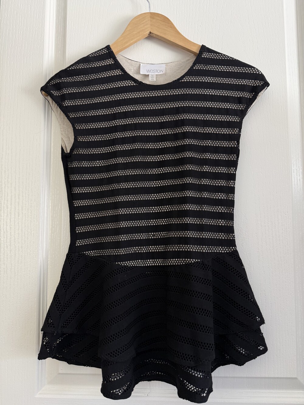 Weston Black Striped Peplum Top
